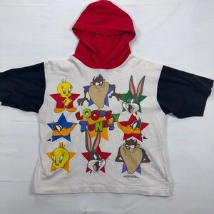 Looney Tunes Vintage 1994 Hooded T-Shirt Sun Sportswear Size Medium Multi-Color